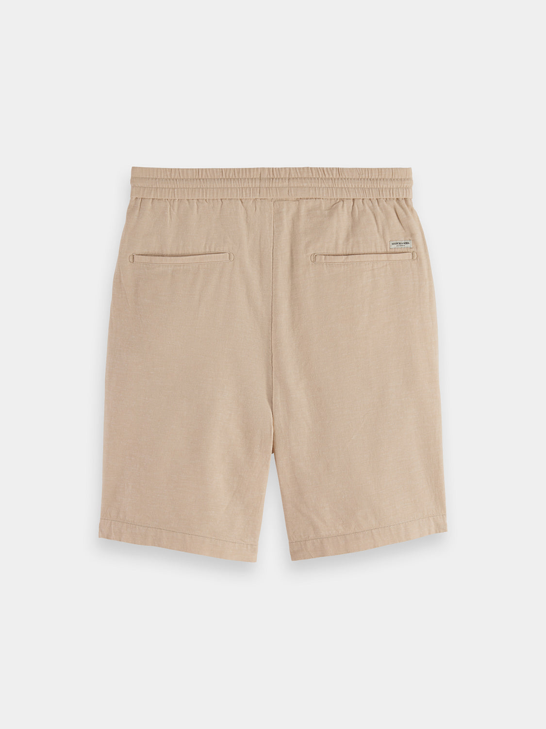 Back view of SCOTCH & SODA Fave cotton-linen shorts with a relaxed fit and light fabric, perfect for warm weather.