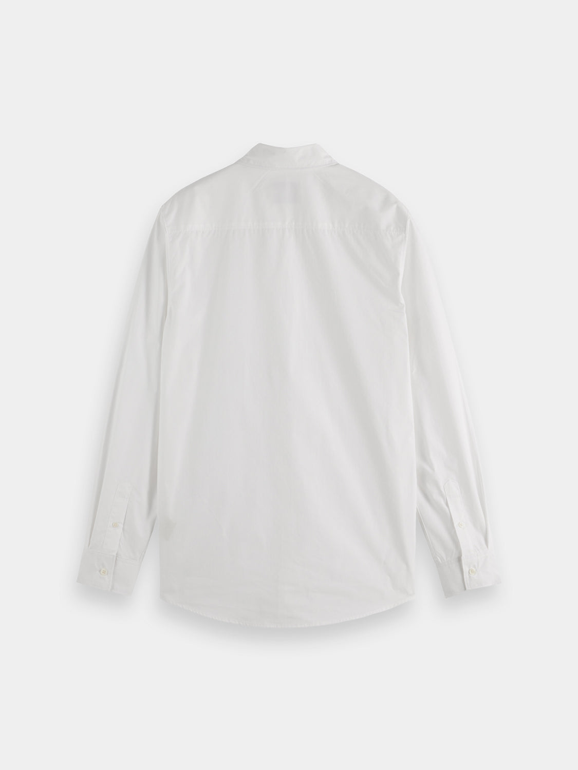 Long-sleeve Scotch & Soda regular-fit shirt in dark fabric, showing the front button-up design and classic collar.
