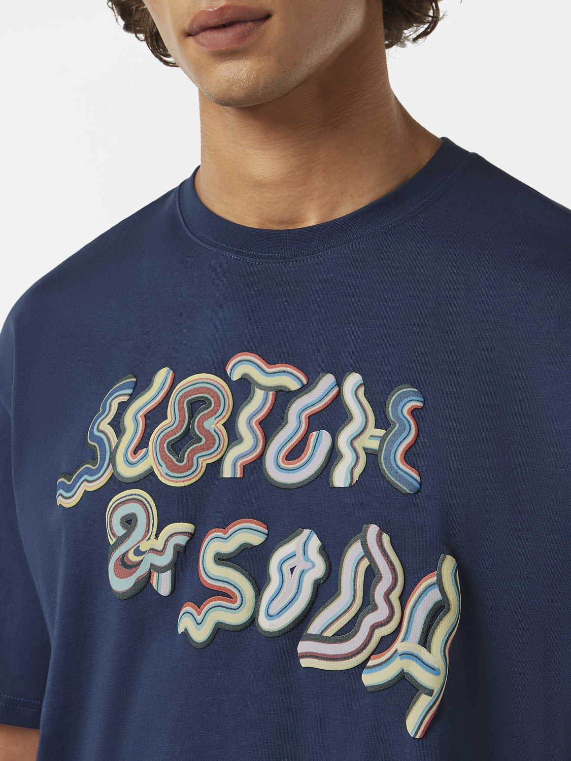 SCOTCH & SODA short sleeve graphic logo t-shirt featuring a bold logo design on soft cotton fabric.