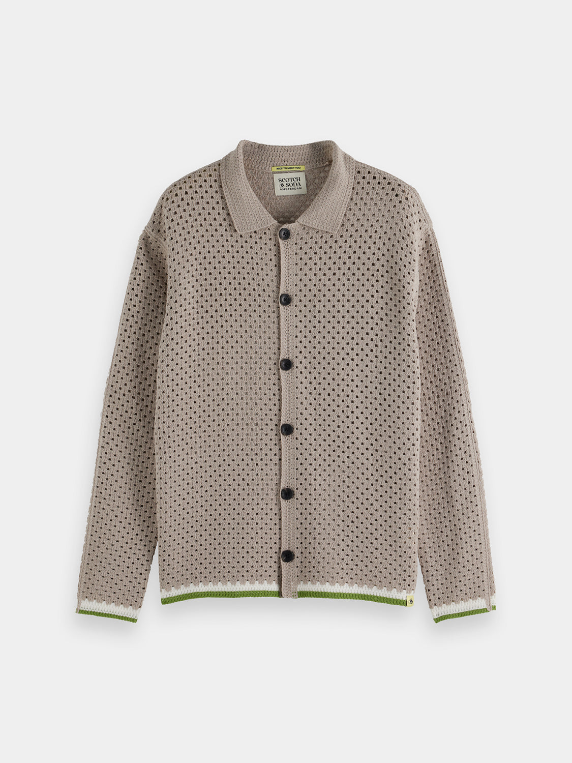 Crochet knitwear shirt by Scotch & Soda featuring intricate crochet patterns and a casual, stylish fit.