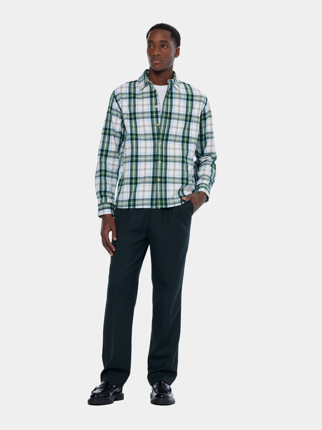 Yarn-dyed flannel shirt