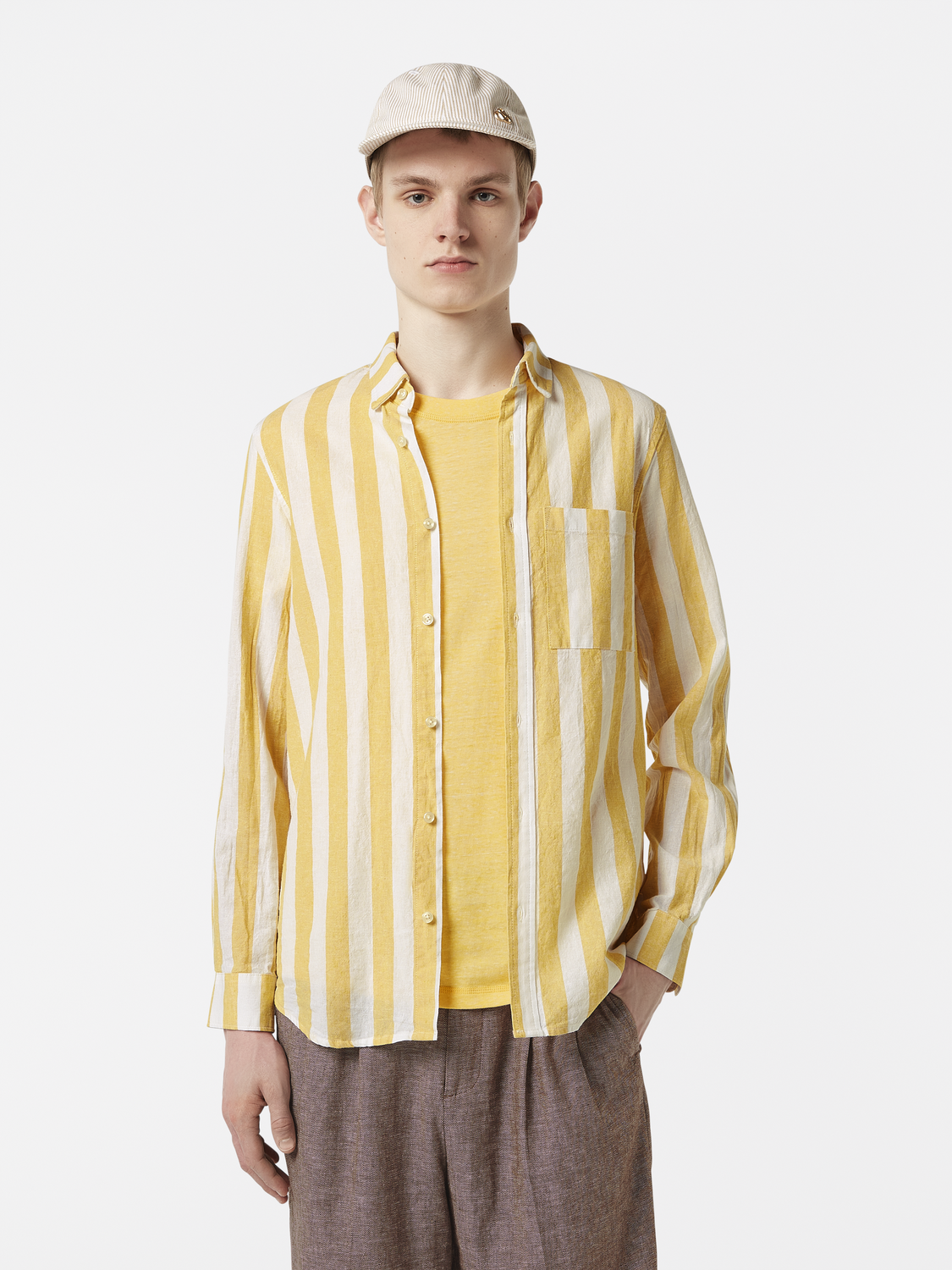 Long sleeve striped shirt by Scotch & Soda, featuring blue and white horizontal stripes on soft fabric.