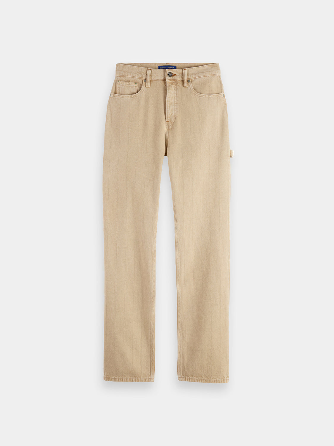 SCOTCH & SODA Verve straight-fit denim jeans displayed on a model, showcasing classic blue denim and tailored fit.