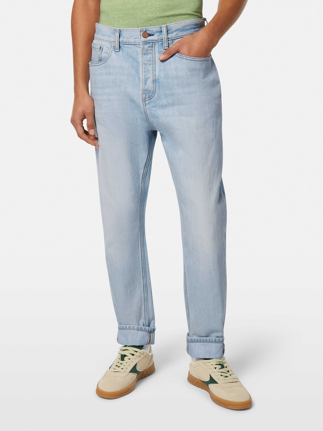 SCOTCH & SODA Dean tapered denim jeans showing slim fit design and classic five-pocket style in dark wash.