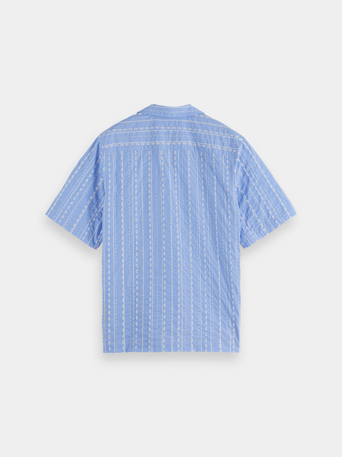 Black embroidered short-sleeve shirt by Scotch & Soda, featuring detailed floral embroidery on the front.