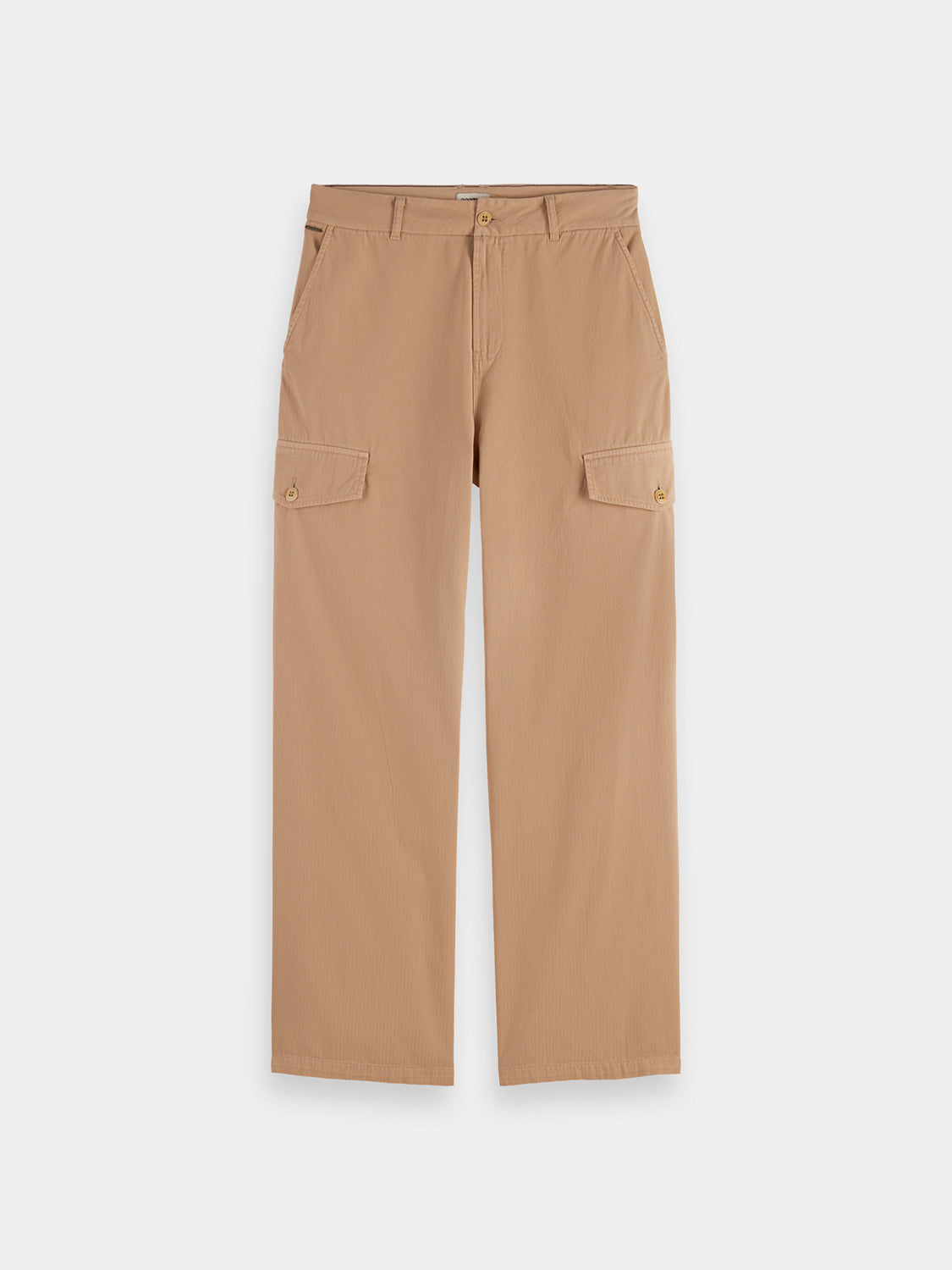 SCOTCH & SODA Daze wide-fit cargo pants in neutral fabric with multiple large front and side pockets, casual streetwear style.