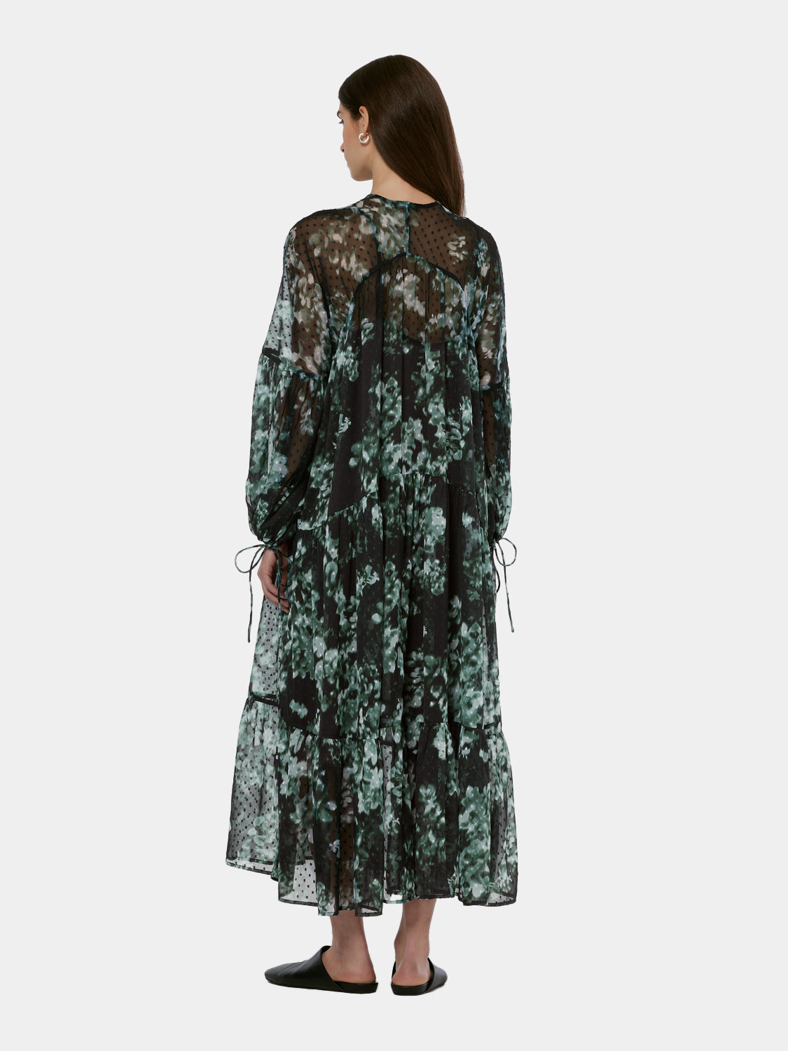 Printed fil coupe maxi dress by Scotch & Soda featuring a flowing silhouette and vibrant floral pattern.