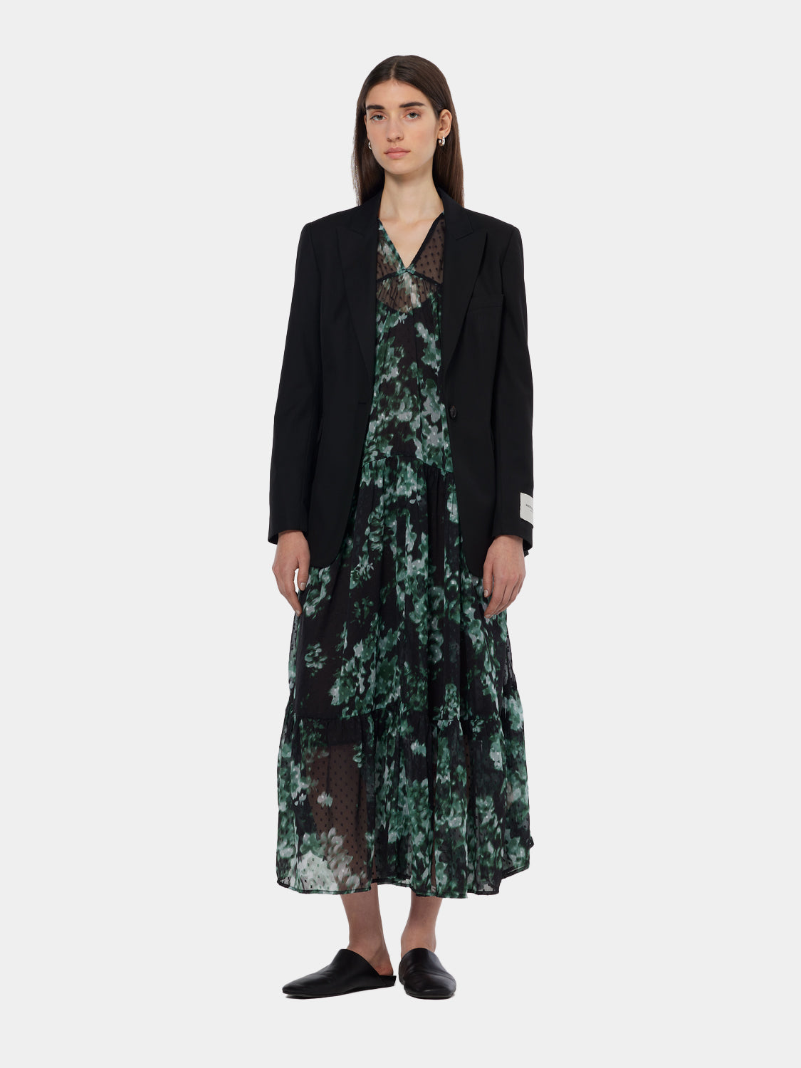 Printed fil coupe maxi dress