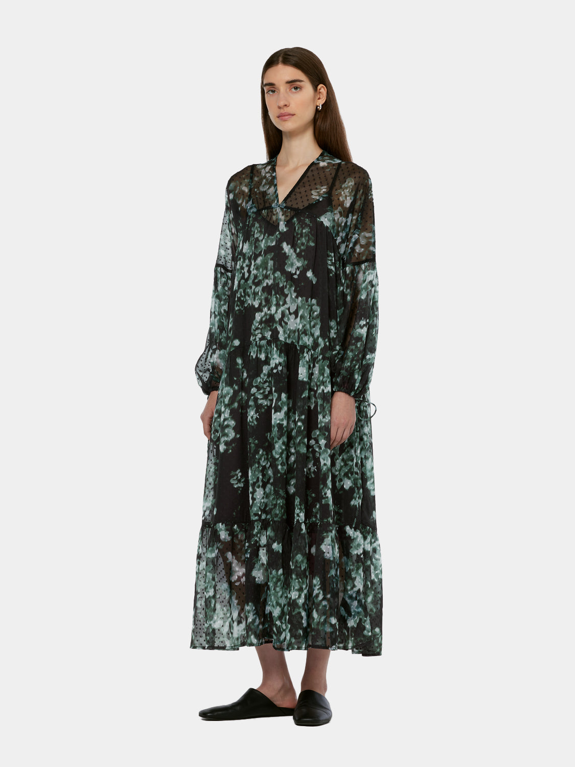 Printed fil coupe maxi dress