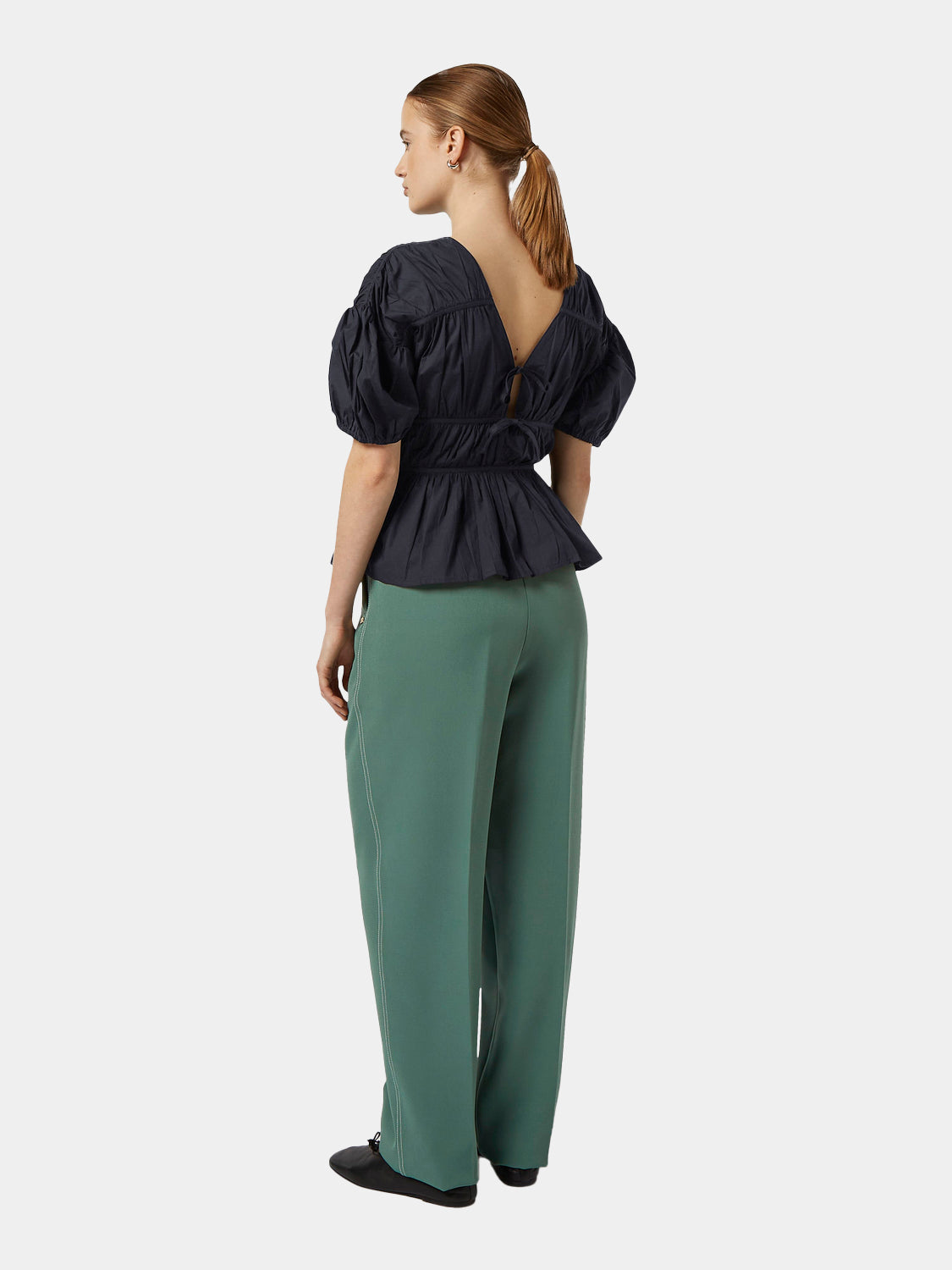 Gathered balloon sleeve top