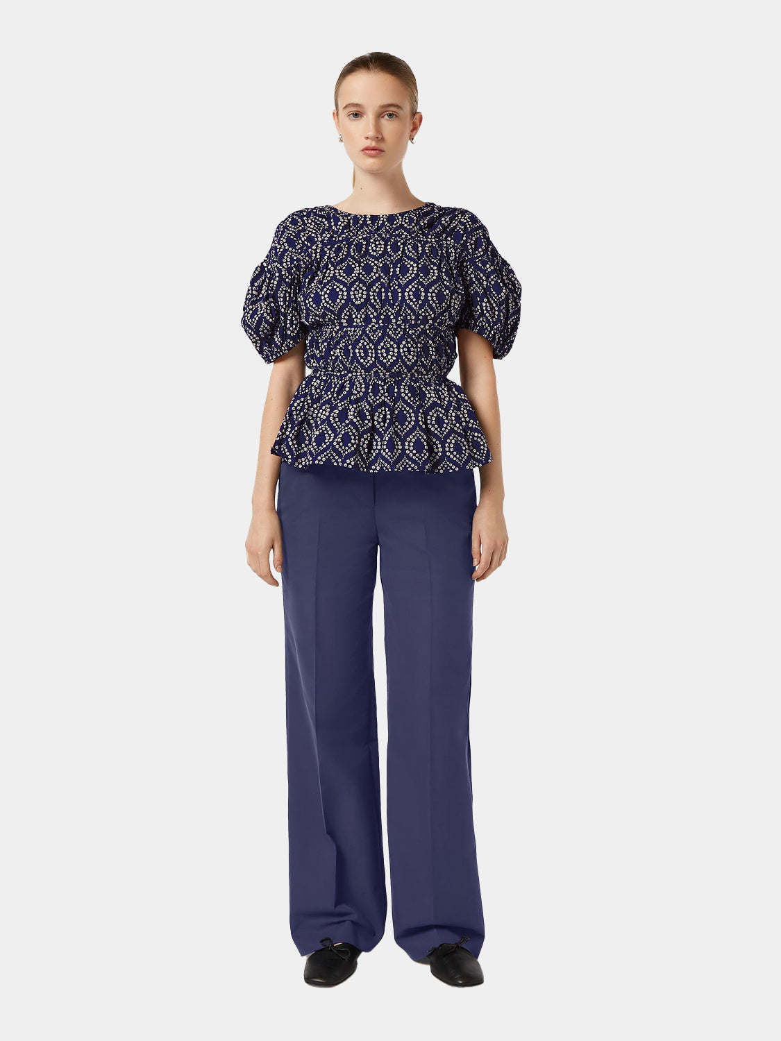 Gathered balloon sleeve top