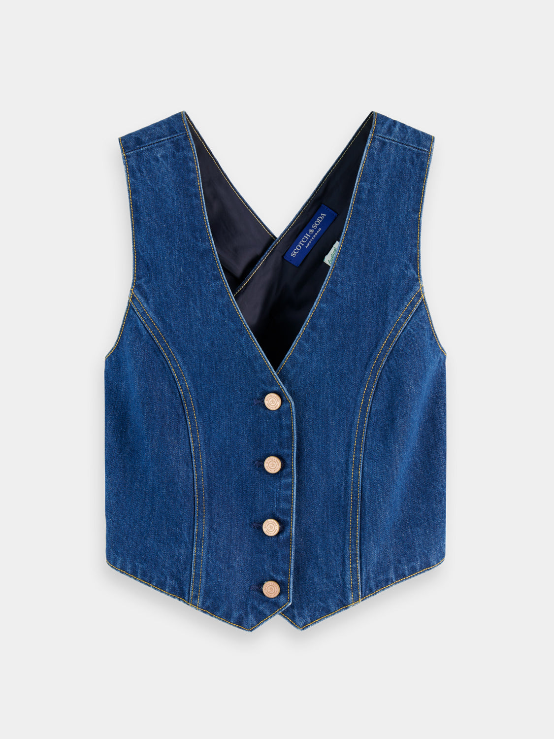 Fitted denim waistcoat