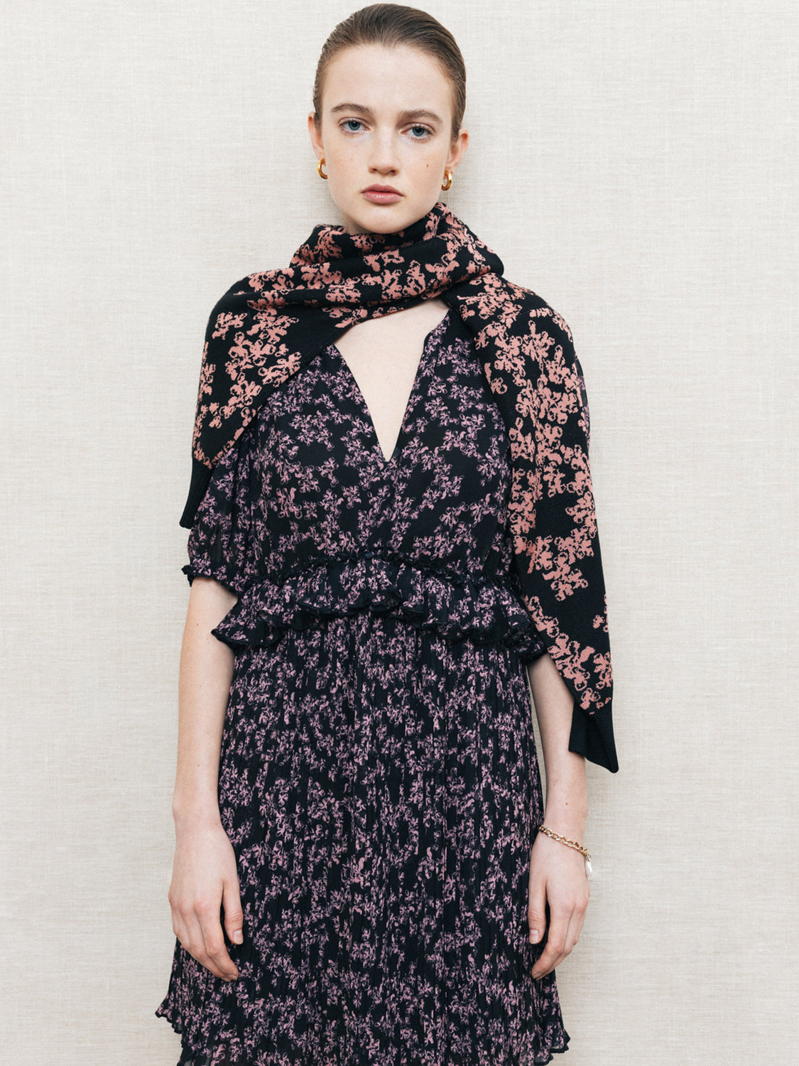 Scotch & Soda pleated mini dress with flowy fabric and stylish design, perfect for casual or semi-formal occasions.