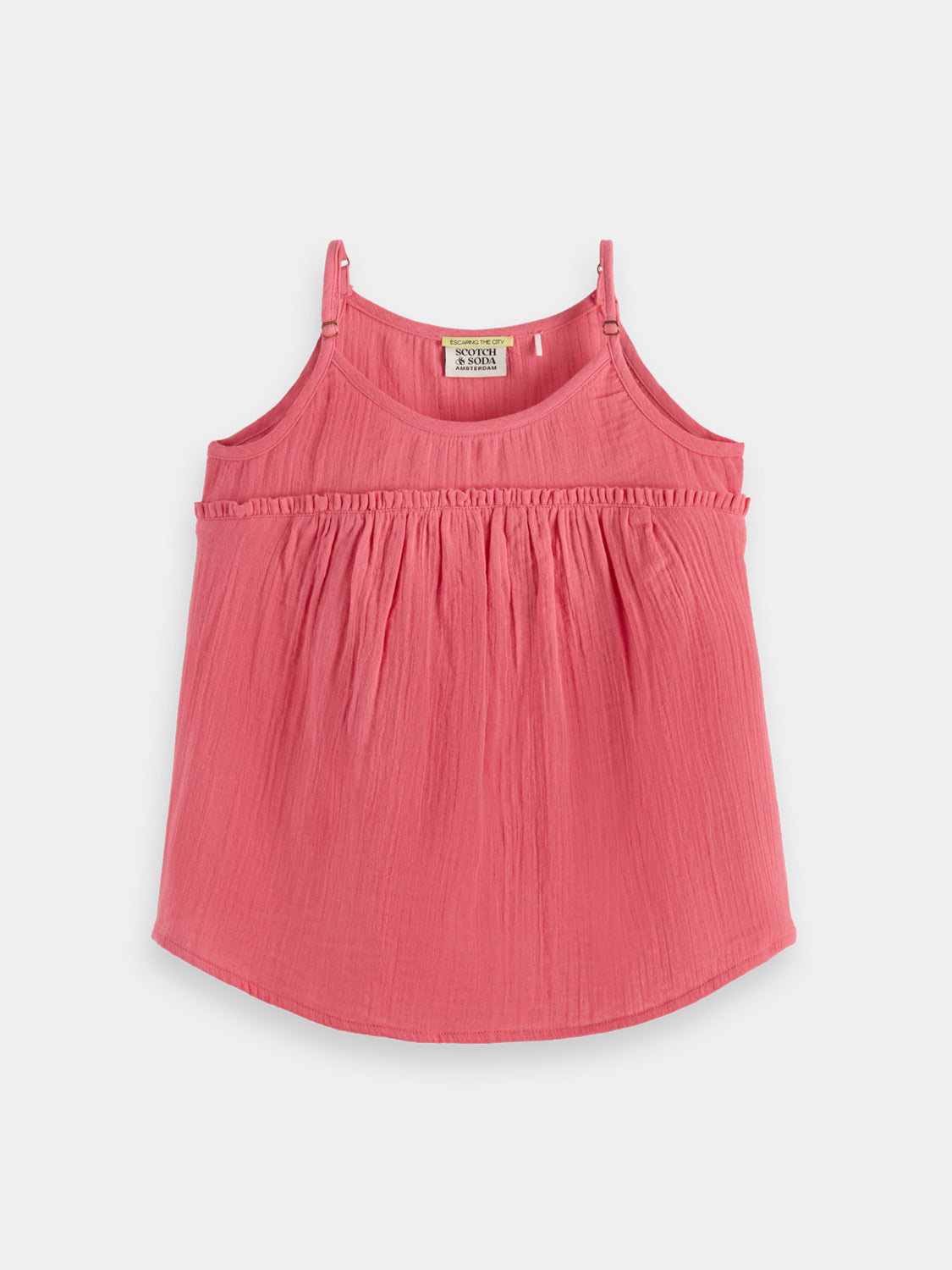 Kids' crinkle cotton tank top by Scotch & Soda with sleeveless design and soft fabric, perfect for warm weather.