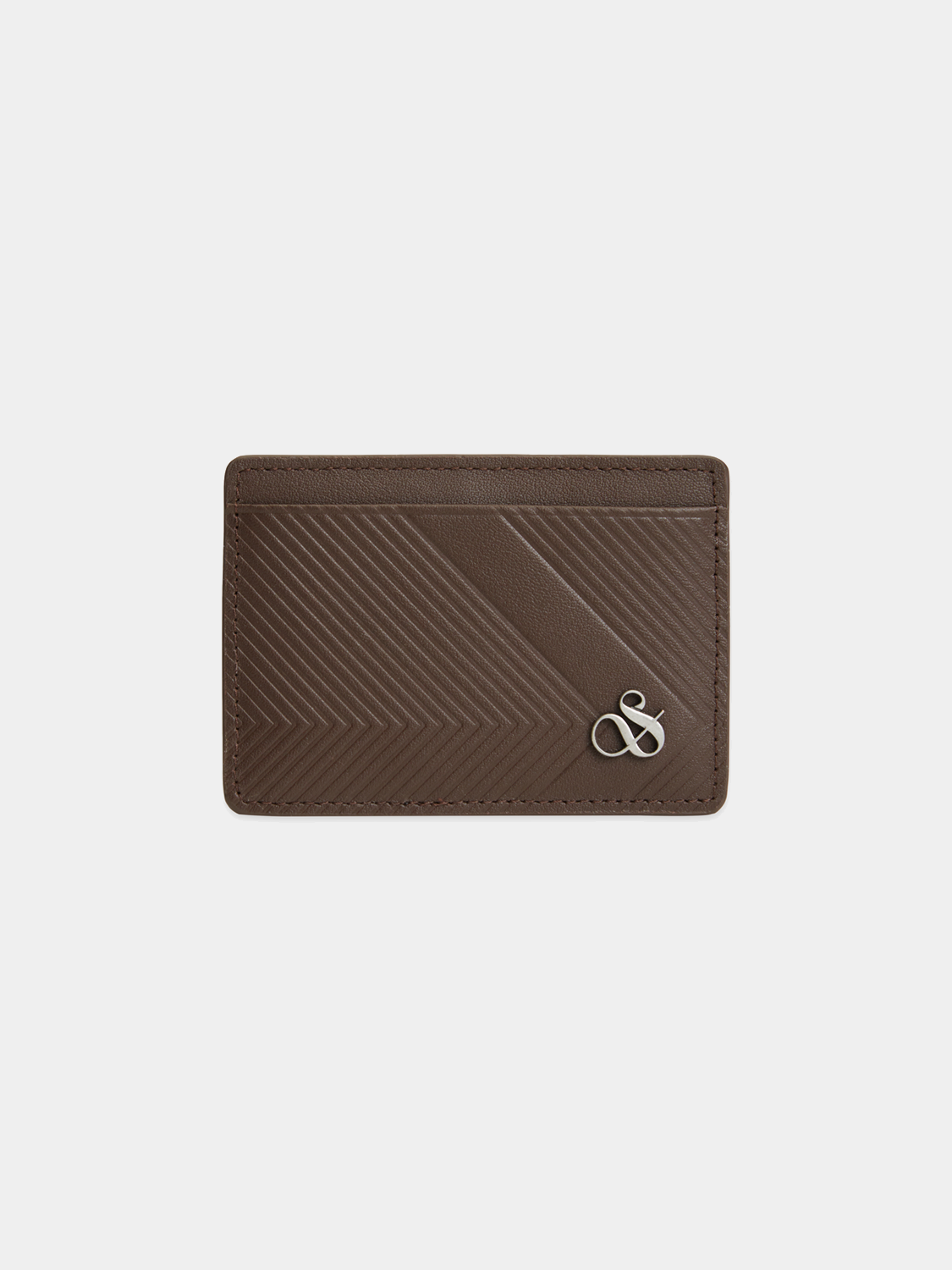 Leather SCOTCH & SODA cardholder with multiple card slots, sleek design, and smooth brown leather finish.