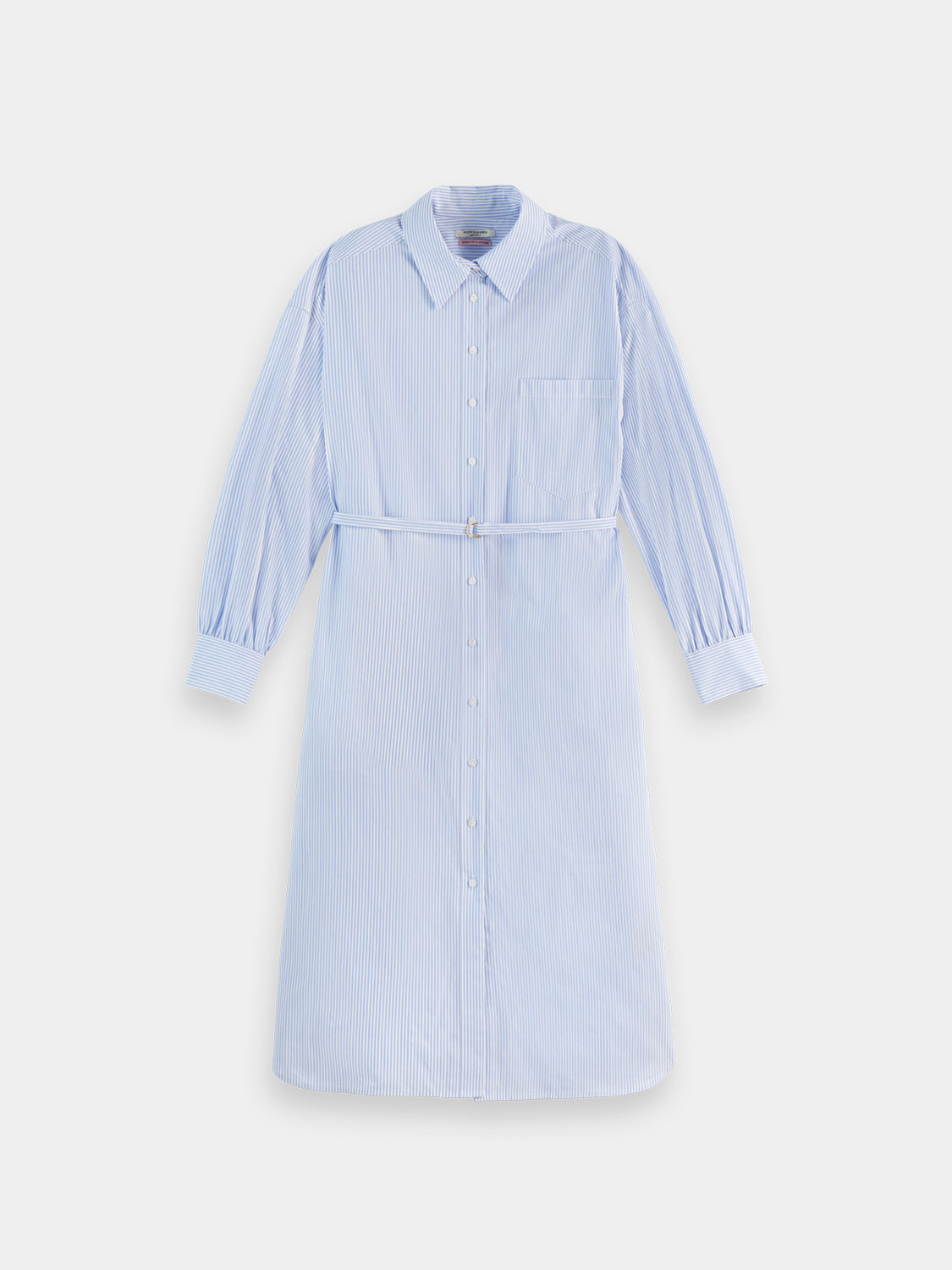 Scotch & Soda poplin shirt dress featuring a classic collar, button front, and relaxed fit in a stylish casual design.