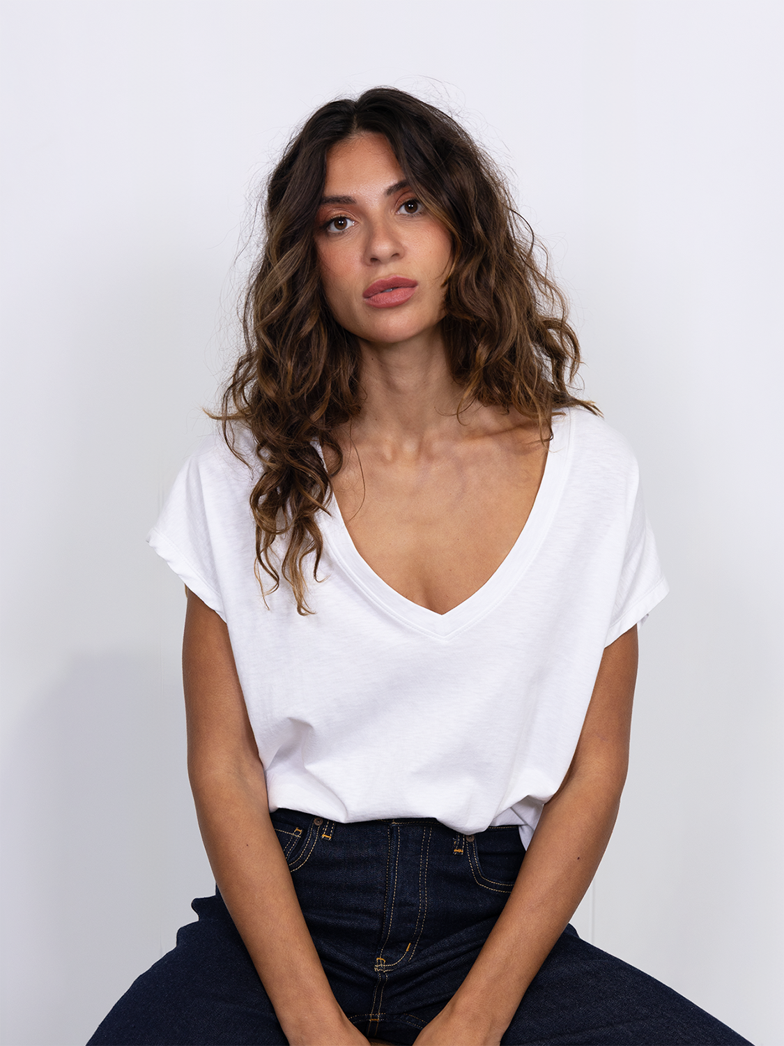 Slub v-neck t-shirt - Scotch & Soda NZ