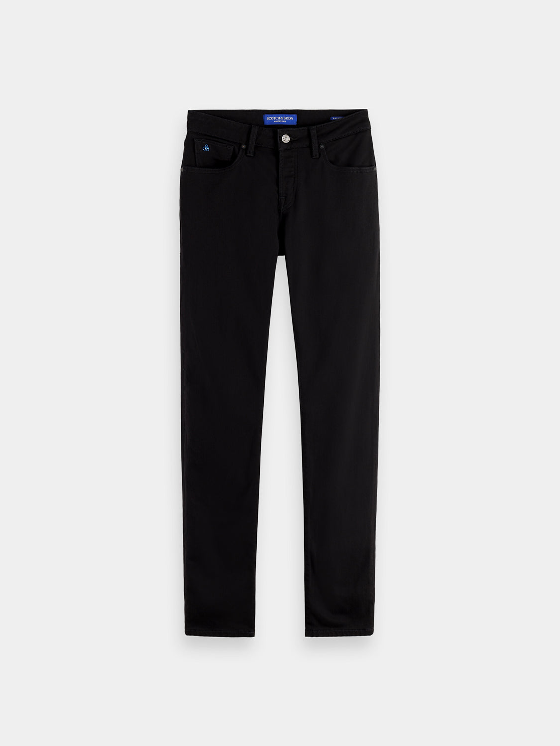 Slim-fit Ralston denim jeans by Scotch & Soda, showing classic five-pocket style and dark wash fabric.