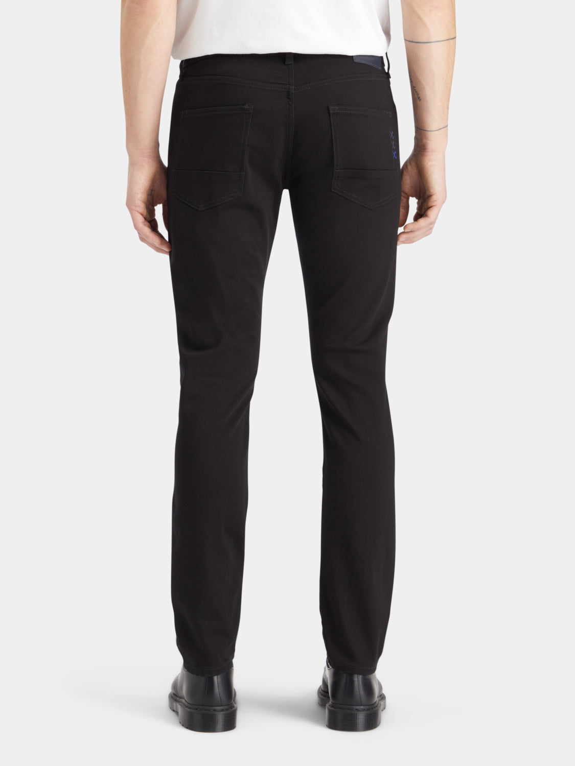 Back view of Scotch & Soda Ralston slim-fit denim jeans showing classic five-pocket design and dark wash fabric.