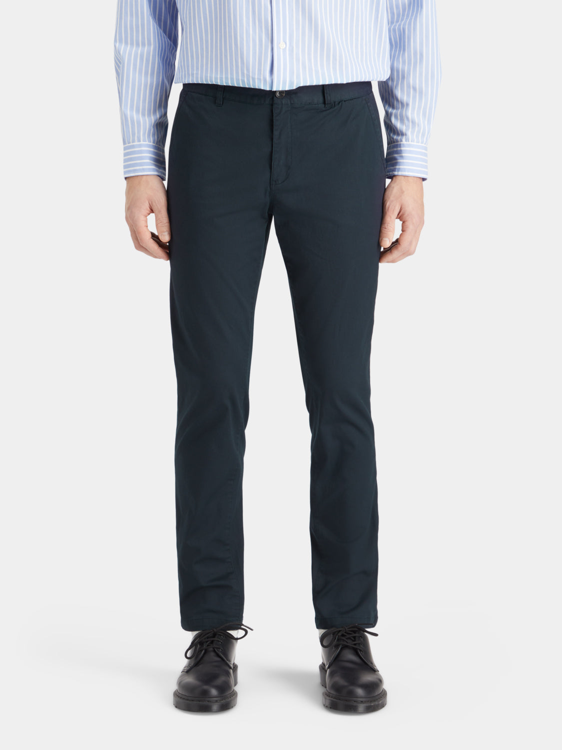 Slim-fit Mott chinos pants by Scotch & Soda, featuring a tailored fit and classic style, shown in a neutral color.