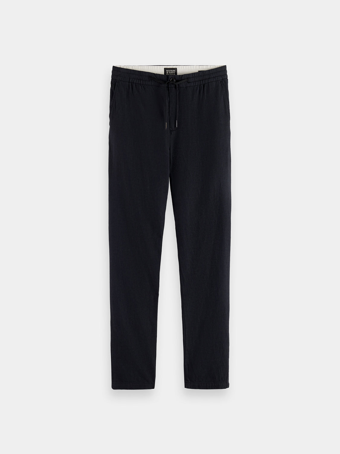 SCOTCH & SODA Warren joggers, men's casual pants in neutral fabric, shown with relaxed fit and elastic cuffs.