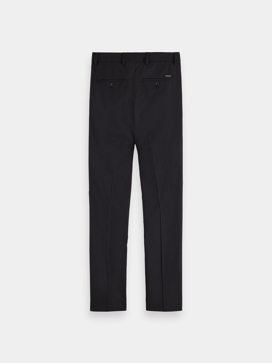 Scotch & Soda Irving tapered chinos pants in dark fabric, front view showing slim fit and classic style.