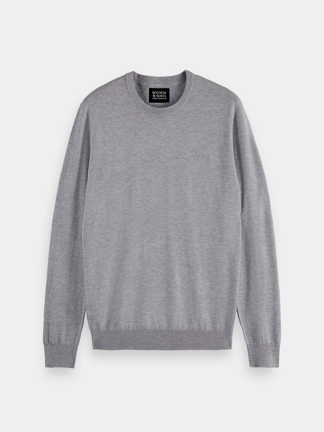 Scotch & Soda viscose crewneck pullover featuring a knitwear design with a relaxed fit and soft fabric in a neutral color.