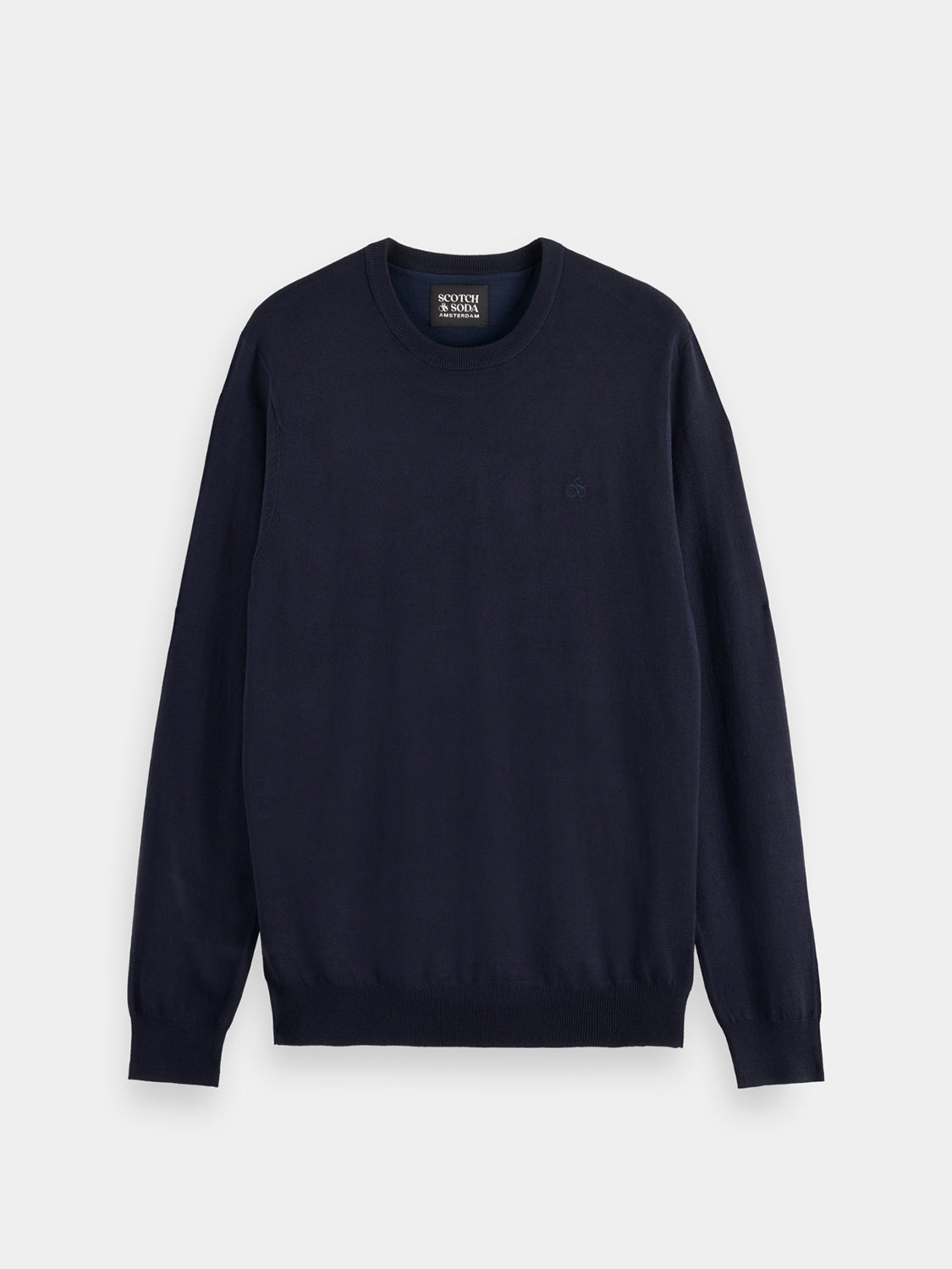 SCOTCH & SODA viscose crewneck pullover, knitwear in a soft, lightweight fabric, displayed on a neutral background.