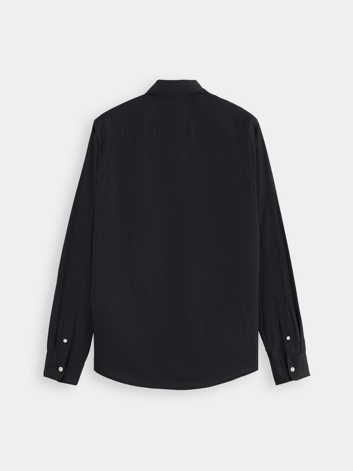 Long sleeve Scotch & Soda poplin shirt displayed on a hanger with a classic collar and button-front design.