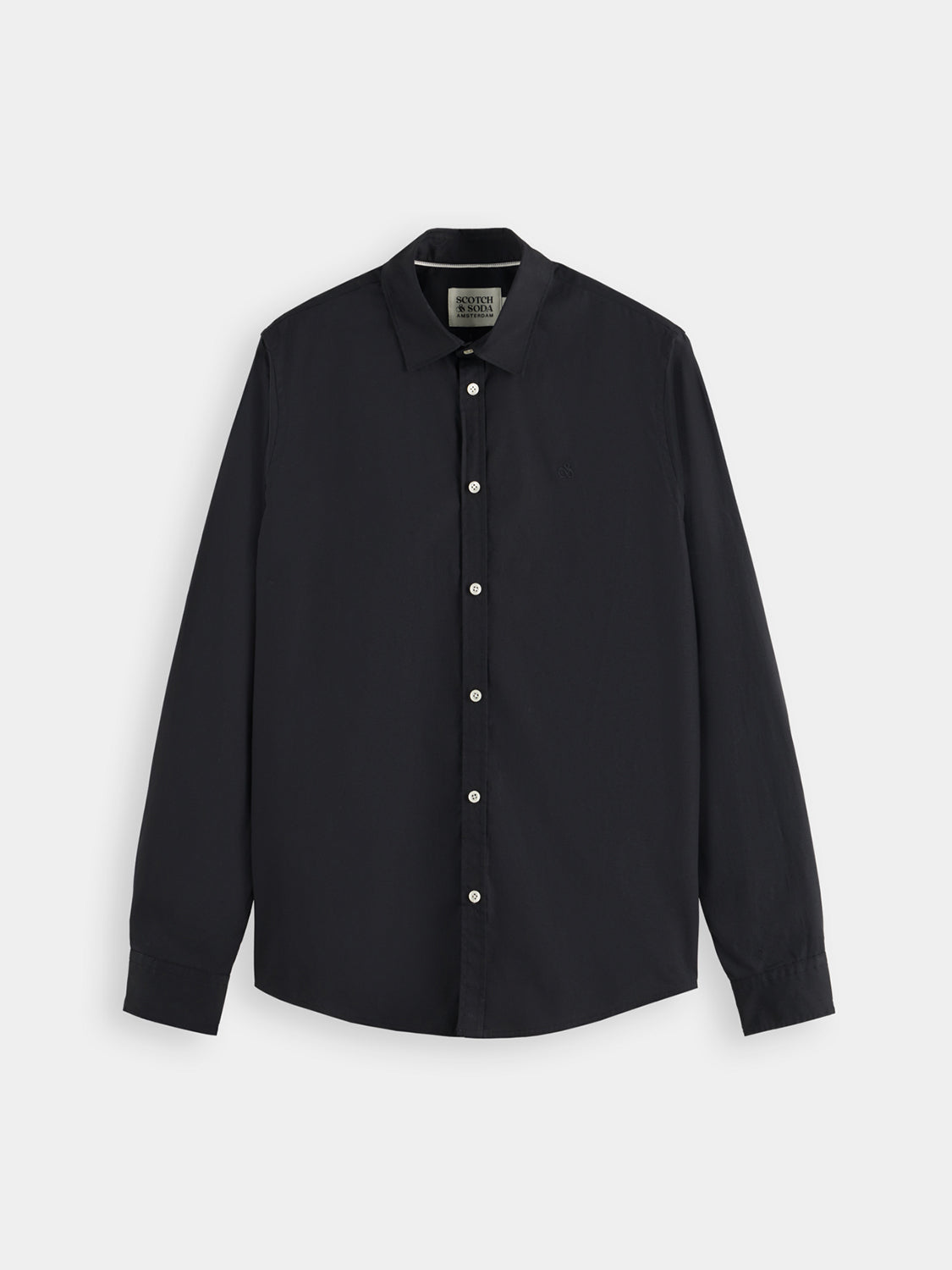Long-sleeve Scotch & Soda poplin shirt in light fabric, featuring a classic collar and button-up front.