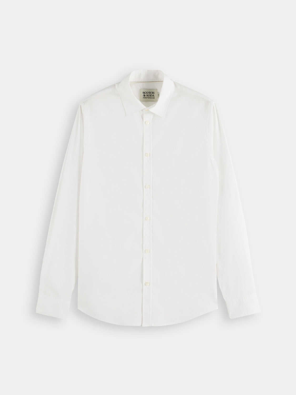 Long-sleeve Scotch & Soda poplin shirt in a classic design, featuring a button-down collar and soft fabric.