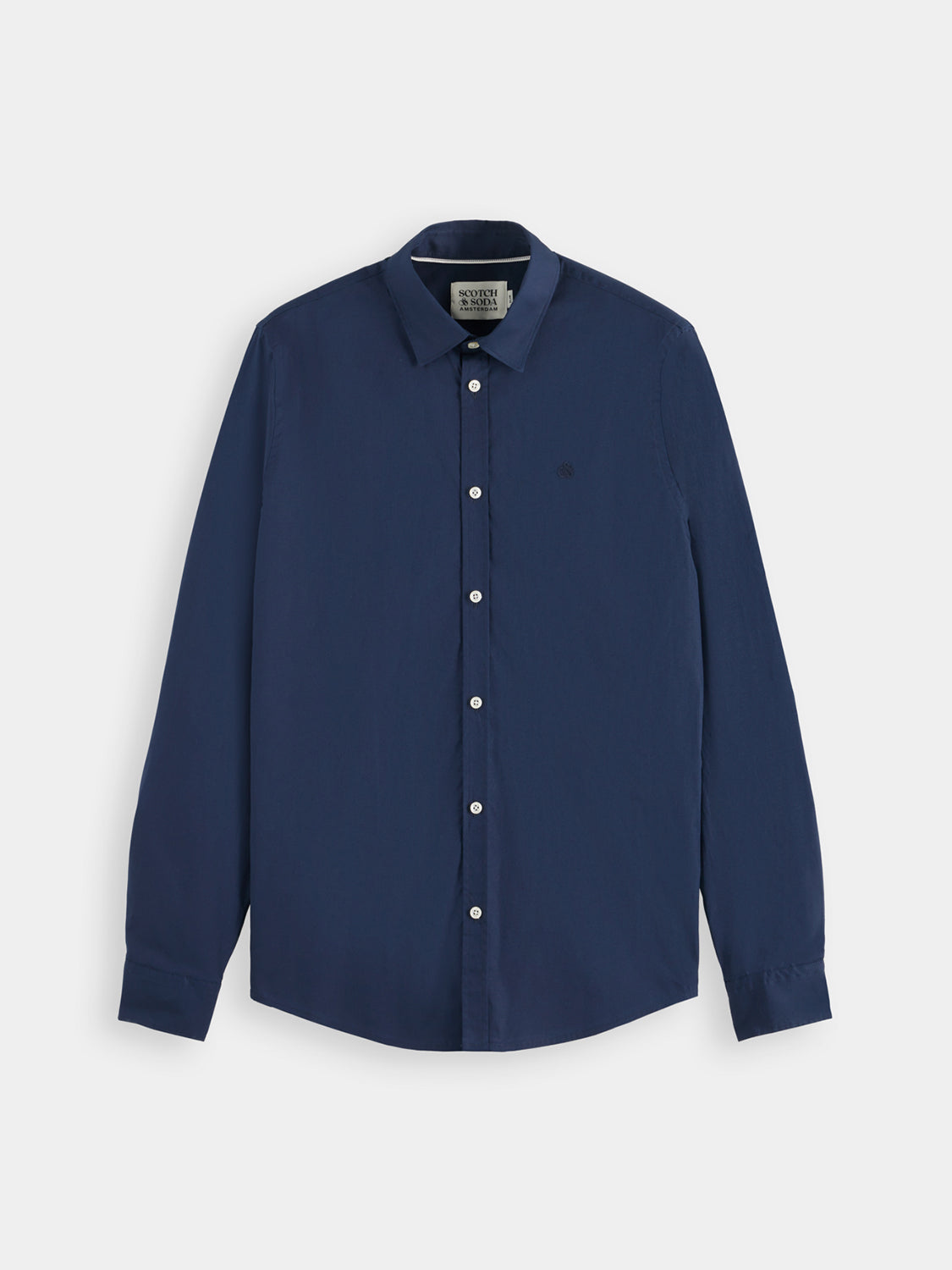 Long-sleeve Scotch & Soda poplin shirt in a classic design, featuring a button-front and collar, suitable for casual or smart wear.