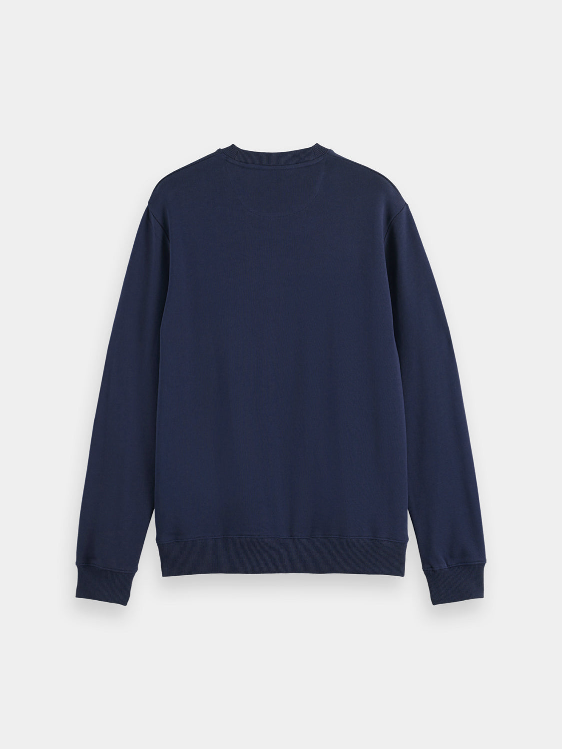 Black Scotch & Soda logo sweatshirt showing the front view with visible logo design and comfortable fabric texture.