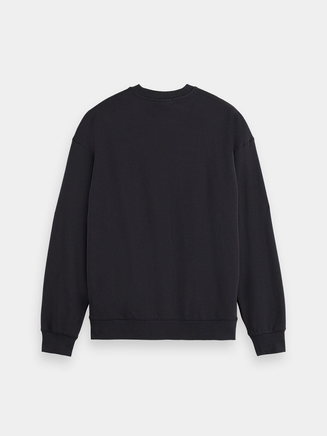 Black sweatshirt by Scotch & Soda with a logo design on the front, casual fit, soft cotton fabric, and ribbed cuffs.