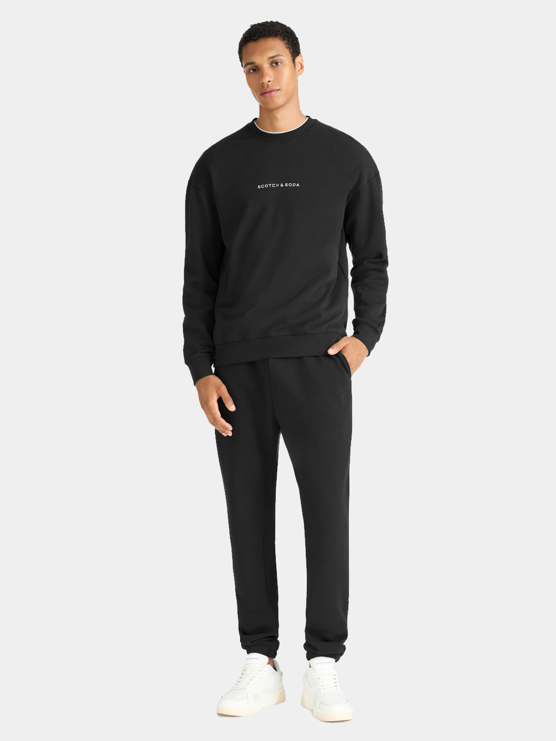 Scotch & Soda logo sweatshirt featuring a casual fit with a prominent logo design on the front, made of comfortable sweatshirt material.