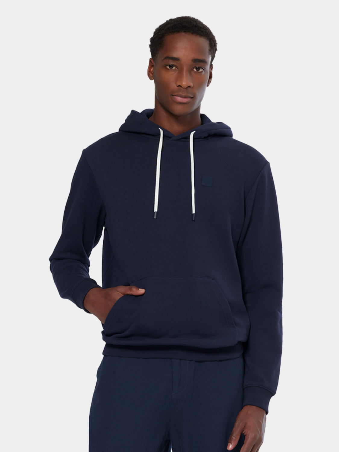Light gray Scotch & Soda logo hoodie, casual sweats with front logo design, soft fabric, and relaxed fit.