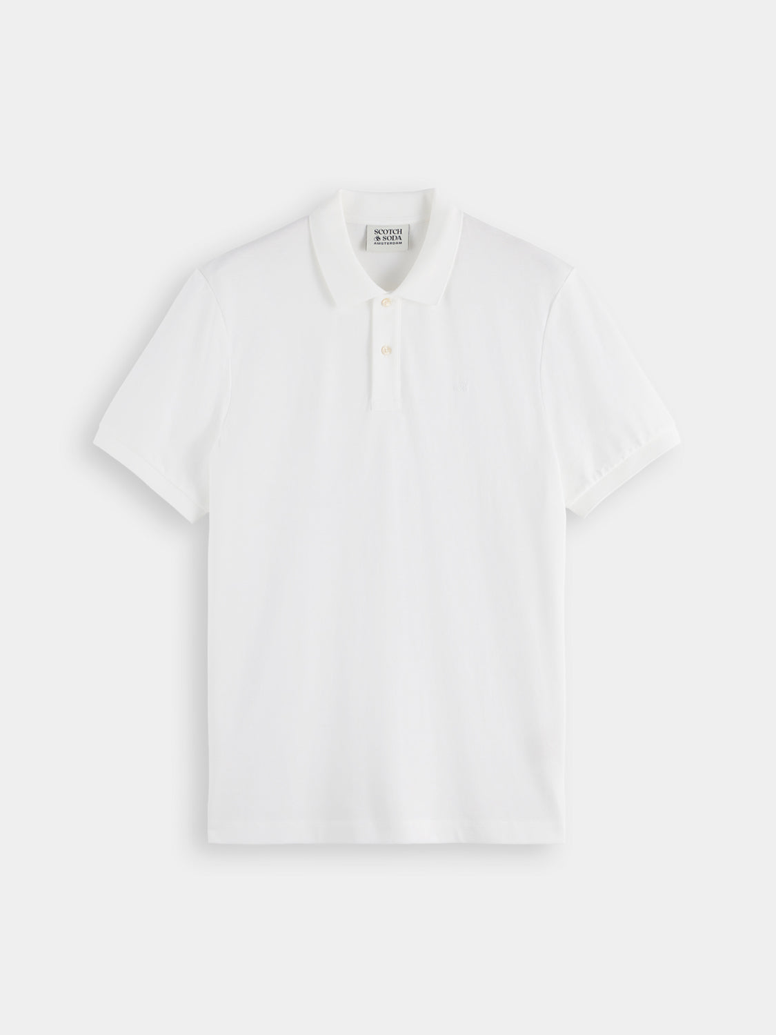 Scotch & Soda logo pique polo shirt in navy with a classic collar and short sleeves, featuring the brand's logo embroidered on the chest.