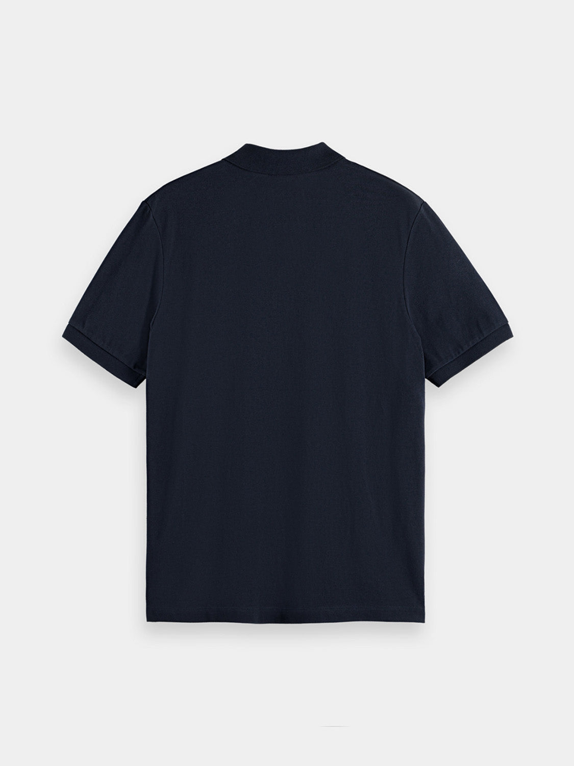 Navy Scotch & Soda logo pique polo shirt with a classic collar and short sleeves, fabric with textured pique pattern.