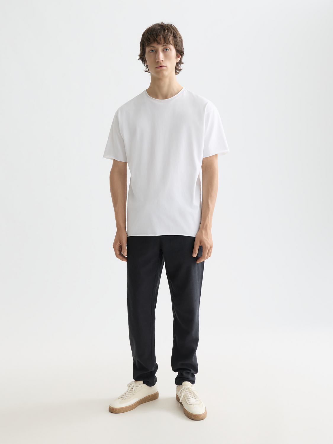 Raw-edged Scotch & Soda short sleeve t-shirt with casual fit and soft fabric, shown in a front view.