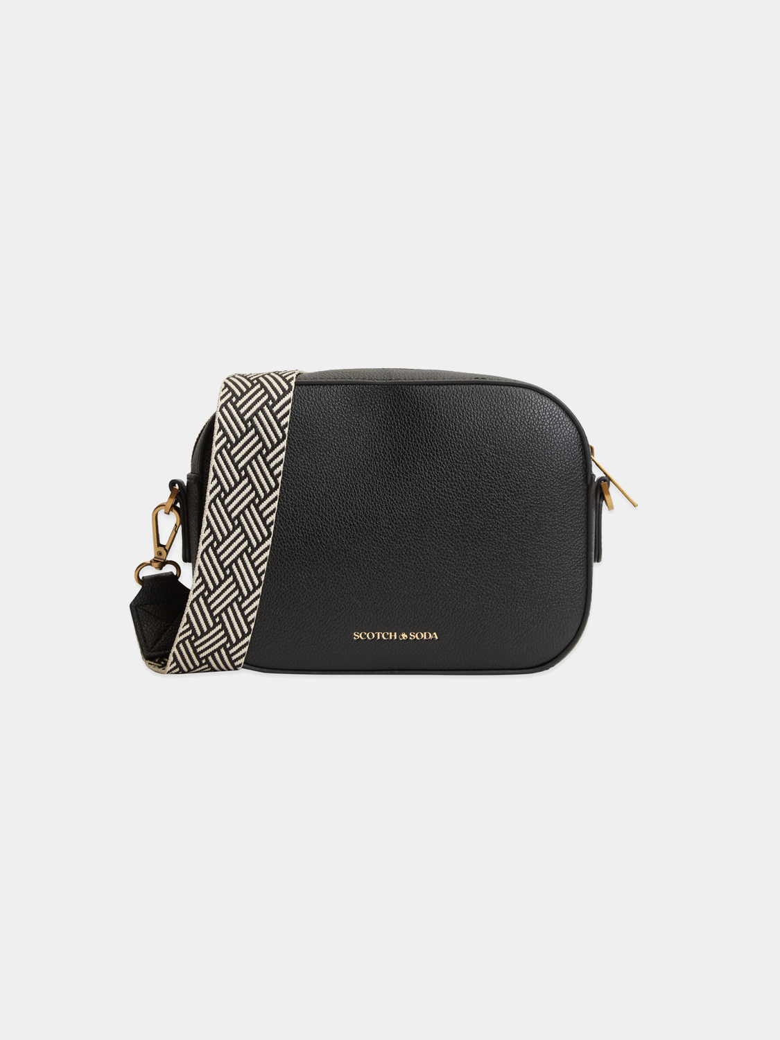 SCOTCH & SODA crossbody bag with adjustable strap and zip closure, made of textured leather in classic design.