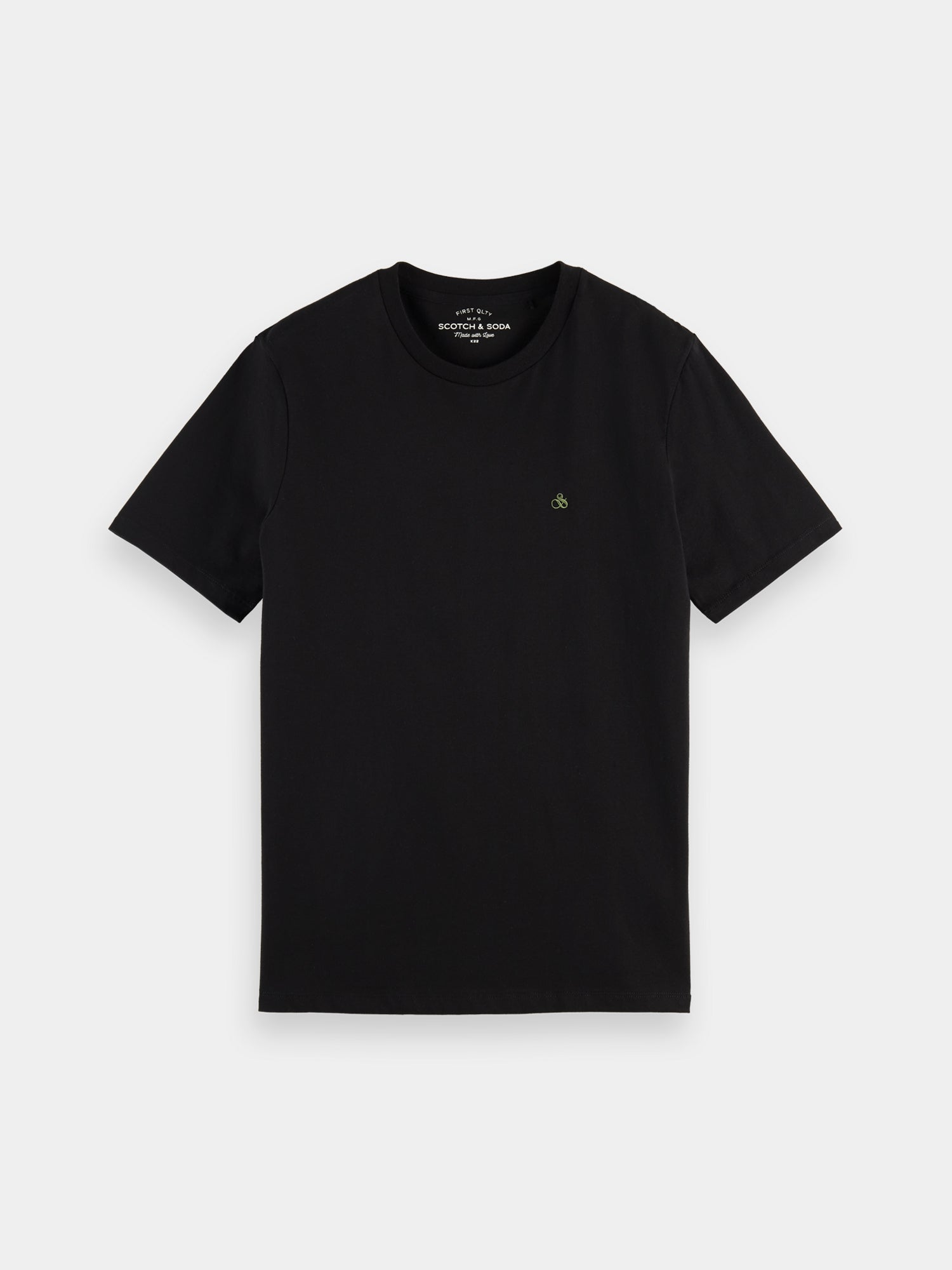 Light grey Scotch & Soda short sleeve jersey t-shirt with a round neckline and minimalistic design.