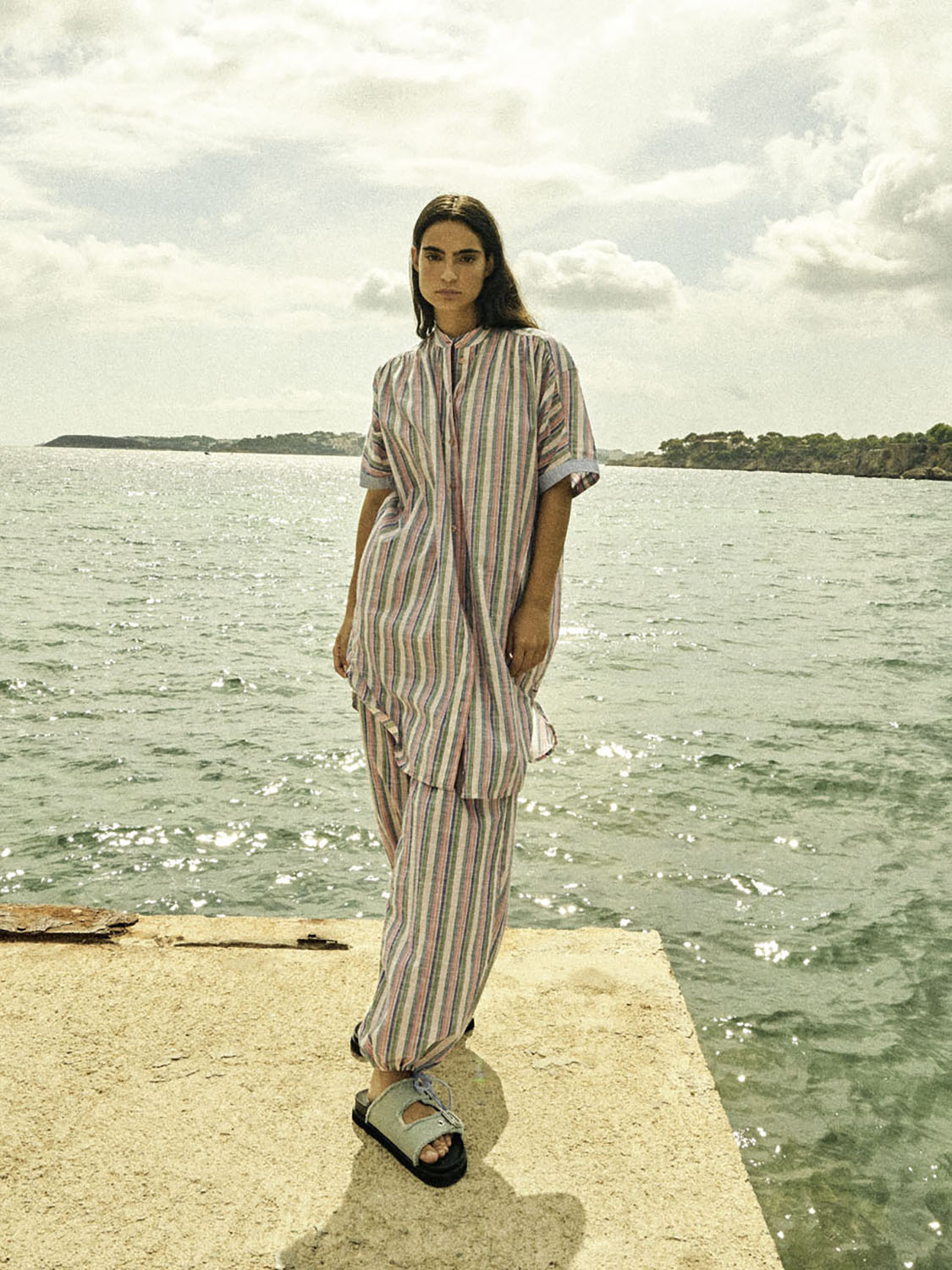 Lurex striped beach pants
