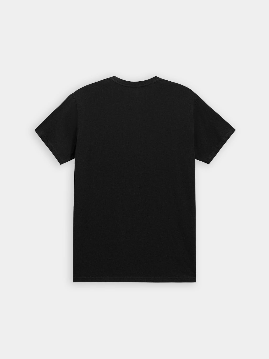 Three black Scotch & Soda short sleeve crew neck T-shirts, stacked with visible fabric texture and neckline details.