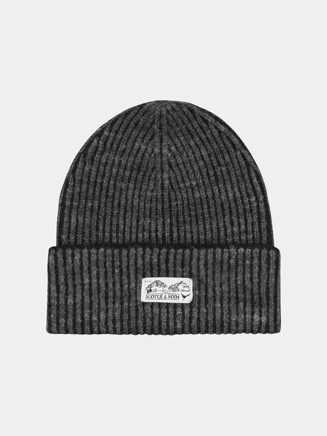 Ribbed cuffed beanie hat from Scotch & Soda, made of soft knit fabric, featuring a snug fit and stylish ribbed design.