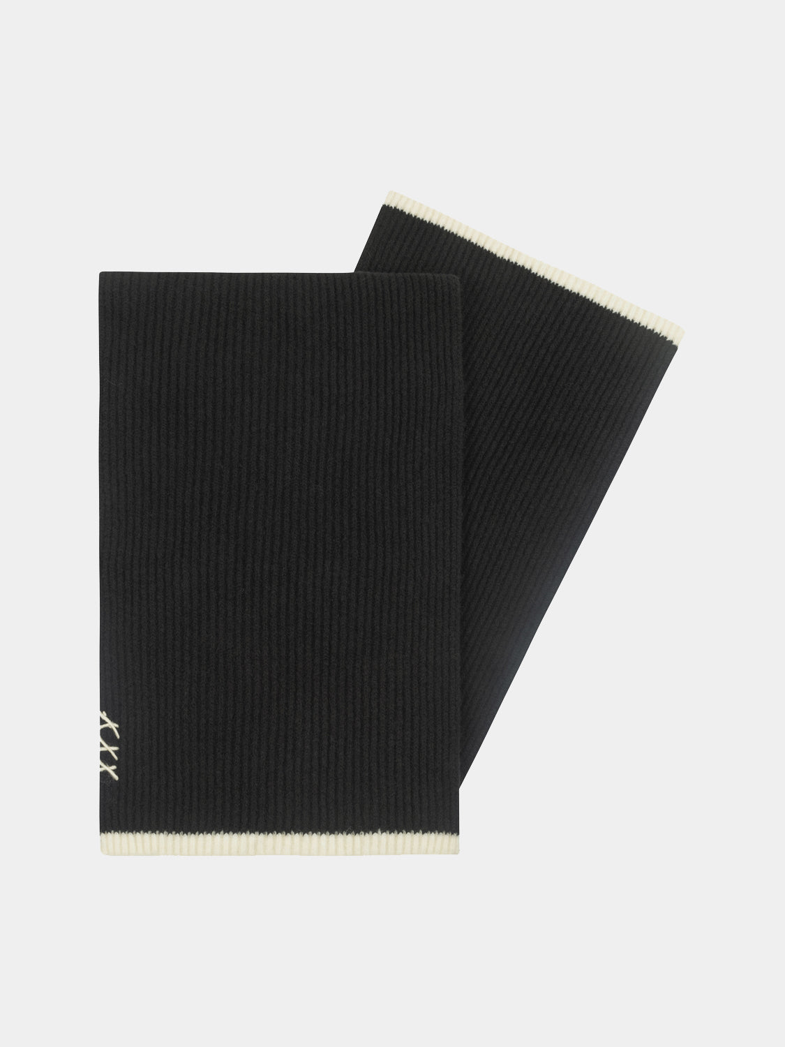 Ribbed blue scarf from SCOTCH & SODA, cozy knit fabric, stylish accessory for cold weather, displayed flat.