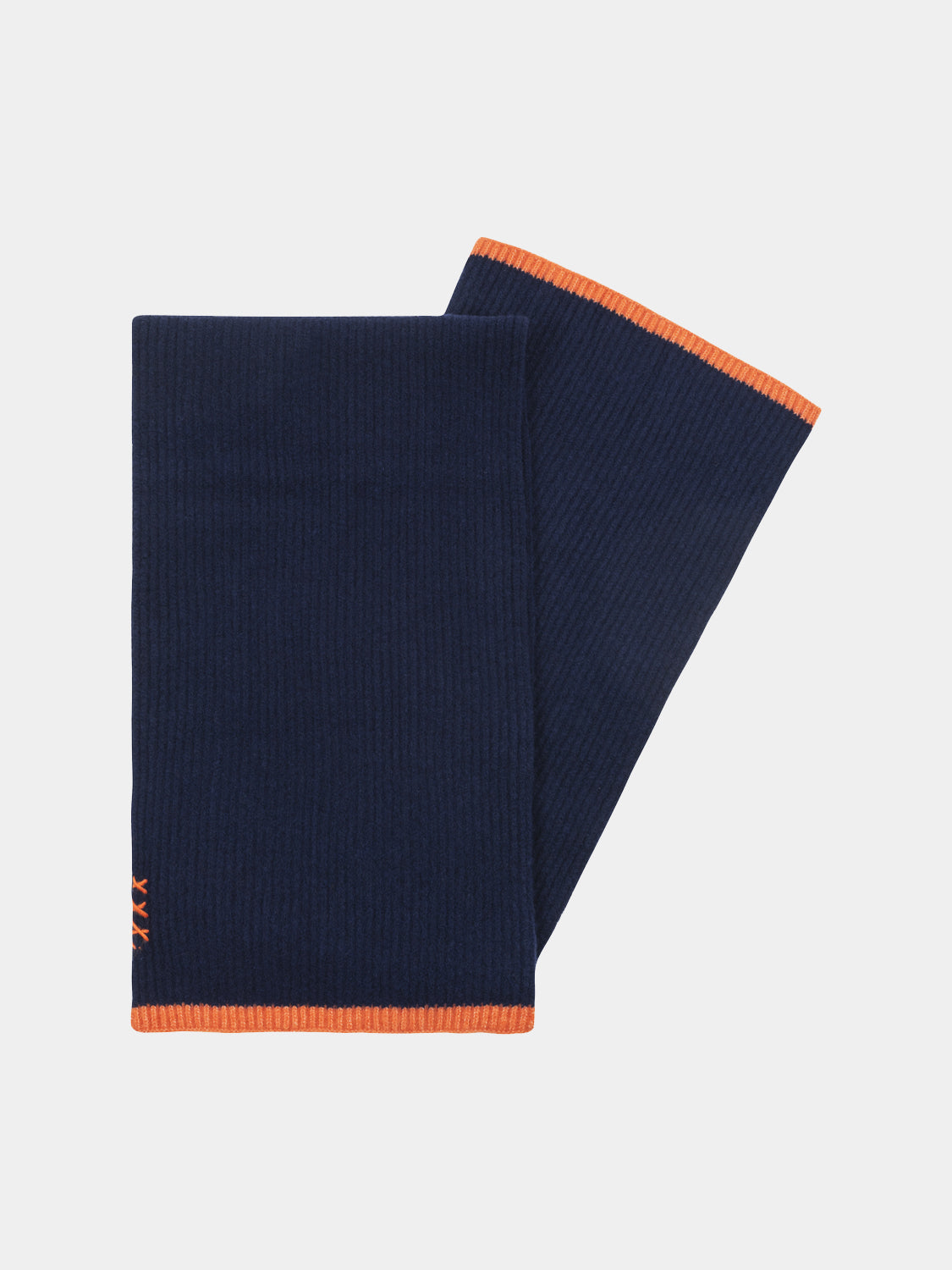 Ribbed scarf by Scotch & Soda in soft knit fabric, showcasing its textured ribbed pattern and neutral color.