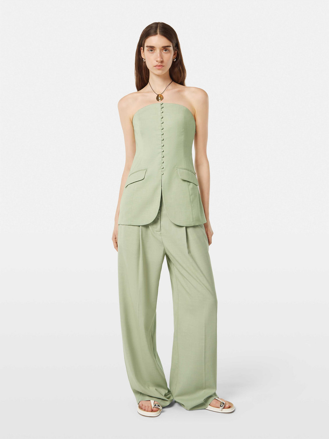 Woven tailored bodice top by Scotch & Soda featuring a fitted design and structured fabric, shown in a neutral color.