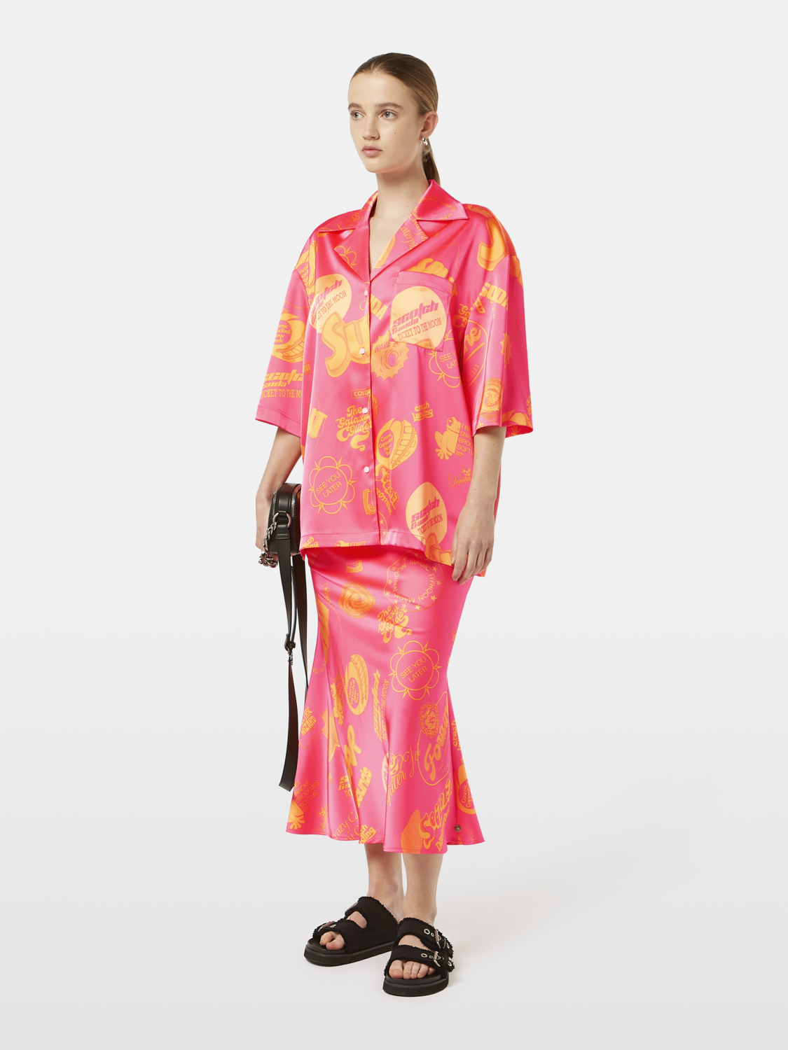 SCOTCH & SODA satin short-sleeved shirt, front view in U637 color