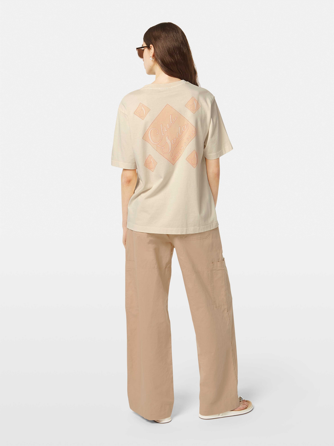 Scarlet garment-dyed Scotch & Soda short sleeve t-shirt displayed from the back, showcasing soft fabric and relaxed fit.