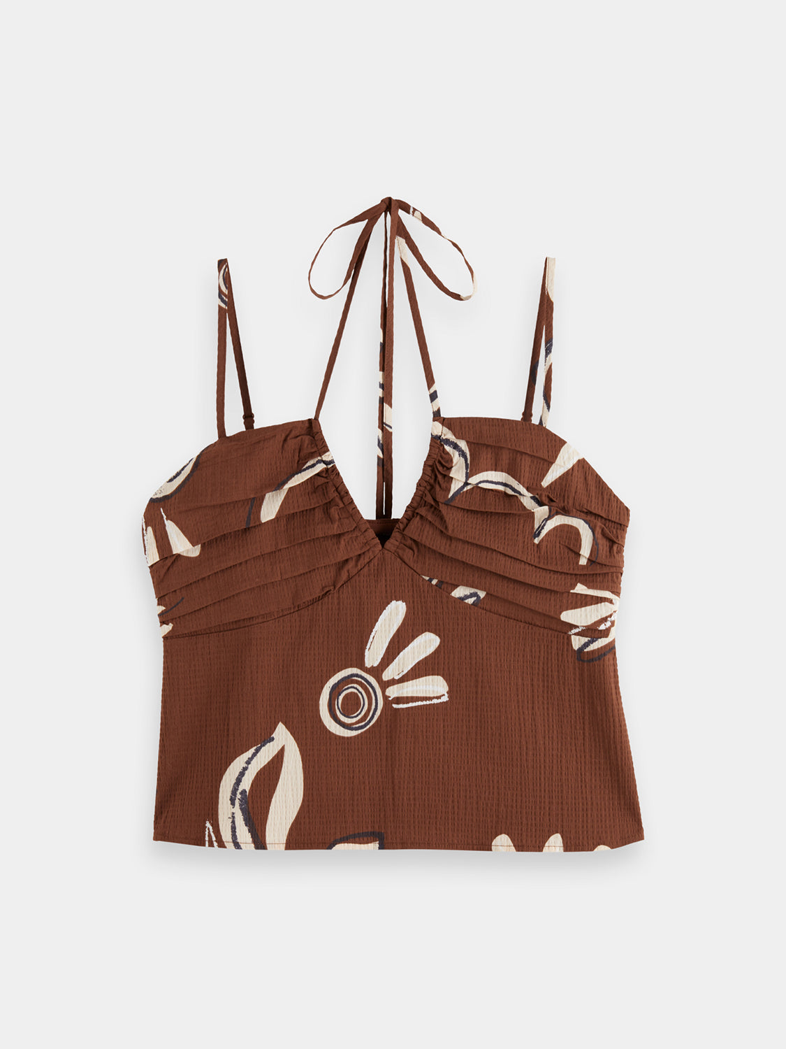 Gathered halter top tank by Scotch & Soda, featuring a stylish design with a gathered neckline and sleeveless fit.